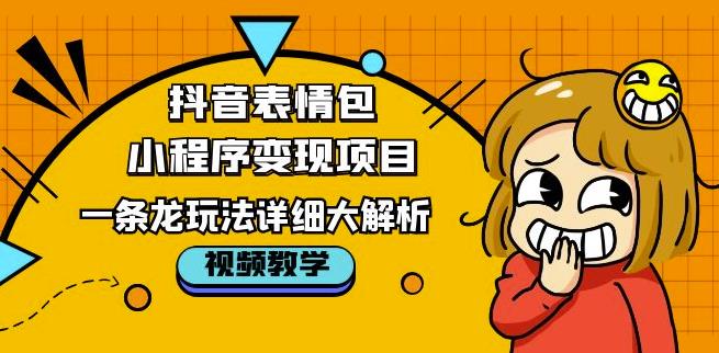 抖音表情包小程序变现项目，一条龙玩法详细大解析，视频版学习！-网创资源吧