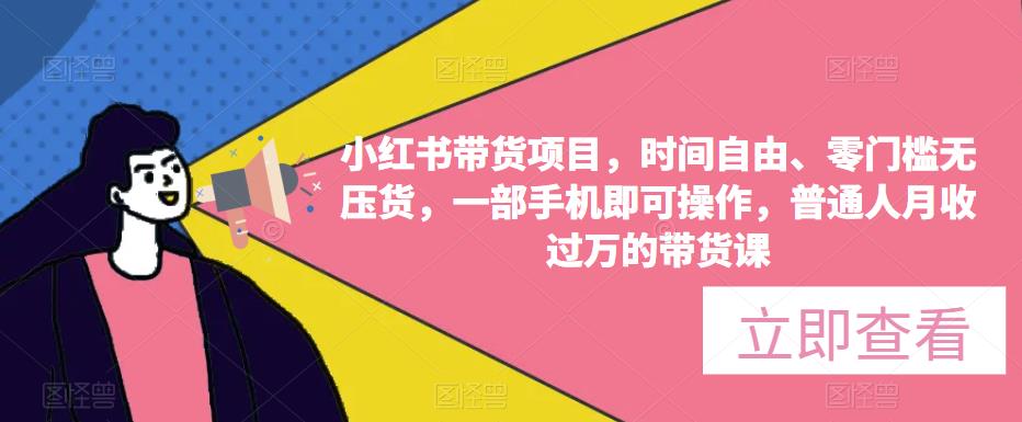 小红书带货项目，时间自由、零门槛无压货，一部手机即可操作，普通人月收过万的带货课-网创资源吧