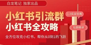 【白龙笔记】价值980元的《小红书运营和引流课》，日引100高质量粉-网创资源吧