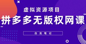 【白龙笔记】拼多多无版权网课项目，月入5000的长期项目，玩法详细拆解【揭秘】-网创资源吧