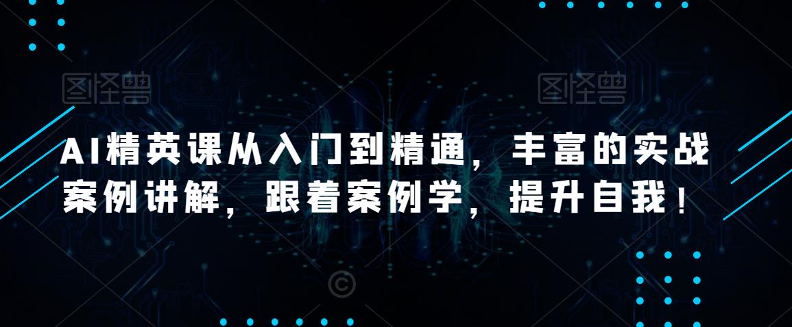 AI精英课从入门到精通，丰富的实战案例讲解，跟着案例学，提升自我！-网创资源吧