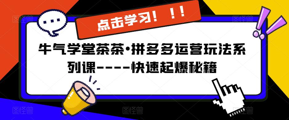 牛气学堂茶茶•拼多多运营玩法系列课—-快速起爆秘籍【更新】-网创资源吧