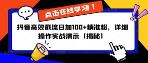 抖音高效截流日加100+精准粉，详细操作实战演示【揭秘】-网创资源吧