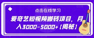 爱奇艺短视频搬砖项目,月入3000-5000+【揭秘】-网创资源吧