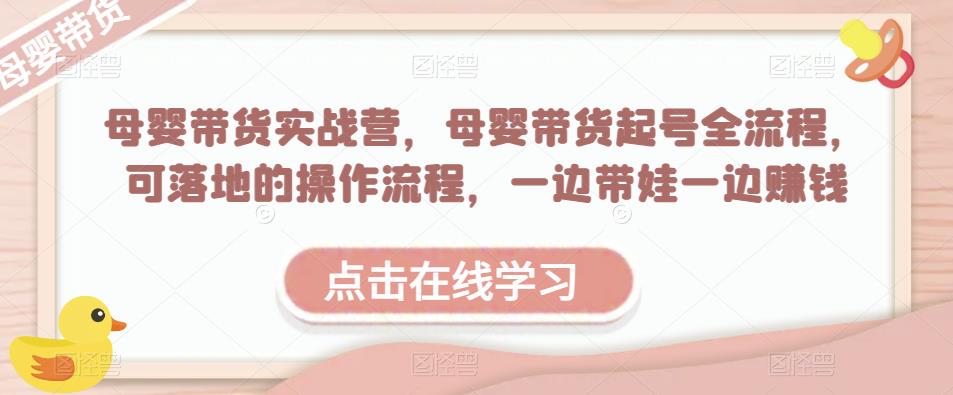母婴带货实战营，母婴带货起号全流程，可落地的操作流程，一边带娃一边赚钱（附素材）-网创资源吧