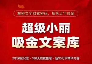 超级小丽·吸金文案库,解密文字财富密码,挥笔点字成金,超30万字精华内容-网创资源吧