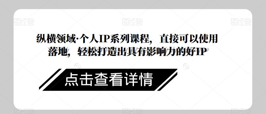 纵横领域·个人IP系列课程，直接可以使用落地，轻松打造出具有影响力的好IP-网创资源吧
