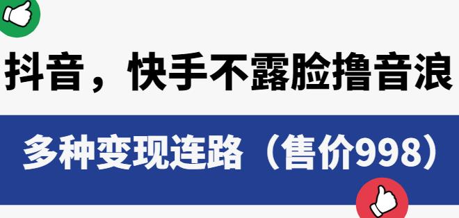 抖音快手不露脸撸音浪项目，多种变现连路（售价998）-网创资源吧