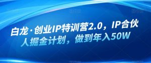 白龙·创业IP特训营2.0，IP合伙人掘金计划，做到年入50W-网创资源吧