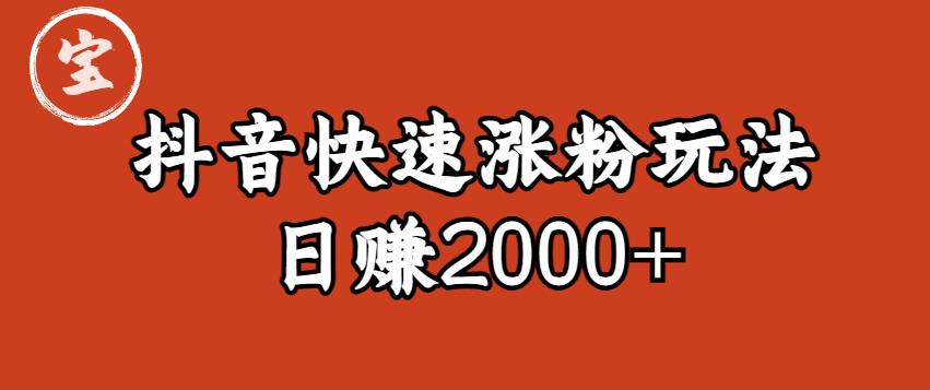 宝哥私藏·抖音快速起号涨粉玩法（4天涨粉1千）（日赚2000+）【揭秘】-网创资源吧