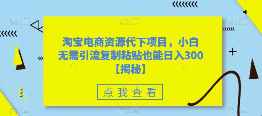 淘宝电商资源代下项目，小白无需引流复制粘贴也能日入300＋【揭秘】-网创资源吧