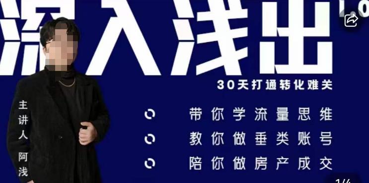 阿浅地产圈·深入浅出1.0，带你学流量思维，教你做垂直账号，陪你做房产成交-网创资源吧