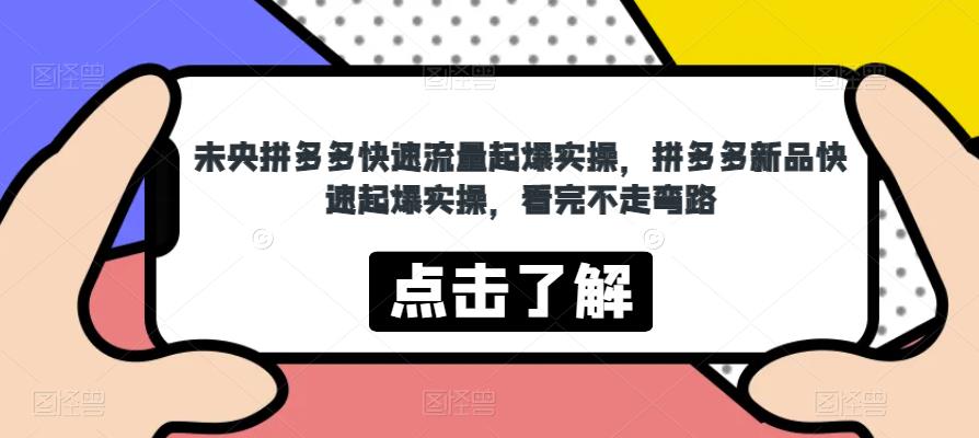 未央拼多多快速流量起爆实操，拼多多新品快速起爆实操，看完不走弯路-网创资源吧
