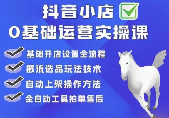 白马电商·0基础抖店运营实操课，基础开店设置全流程，截流选品玩法技术-网创资源吧