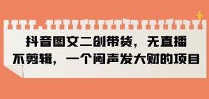 抖音图文二创带货，无直播，不剪辑，一个闷声发大财的项目【揭秘】-网创资源吧