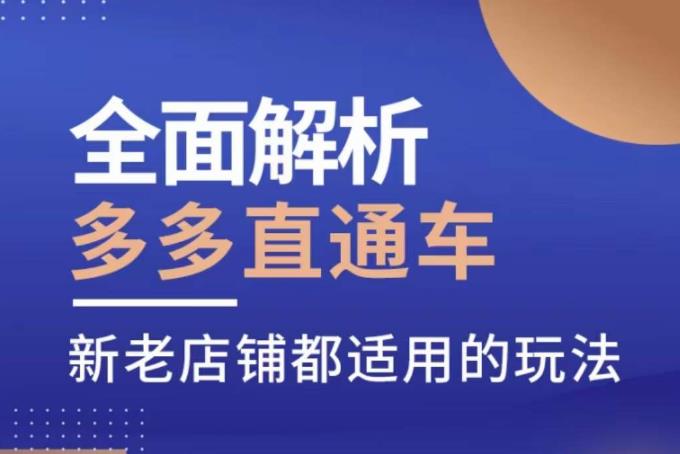 全面解析多多直通车，​新老店铺都适用的玩法-网创资源吧