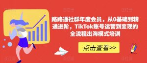 路路通社群年度会员,从0基础到精通进阶,TikTok账号运营到变现的全流程出海模式培训-网创资源吧