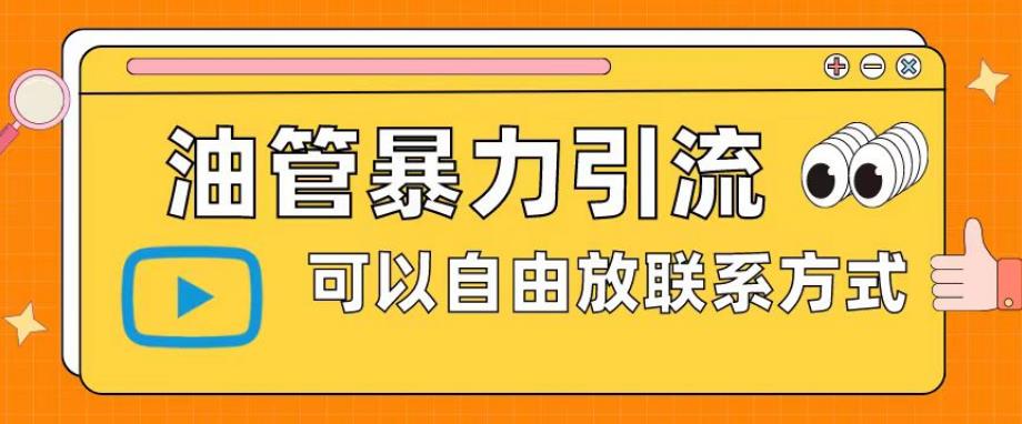 油管暴力引流，可以自由放联系方式【揭秘】-网创资源吧