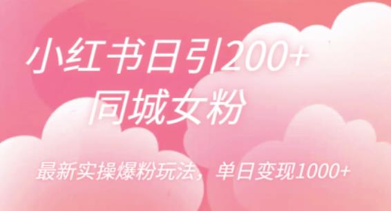 小红书日引200+同城女粉，最新实操爆粉玩法，单日变现1000+【揭秘】-网创资源吧
