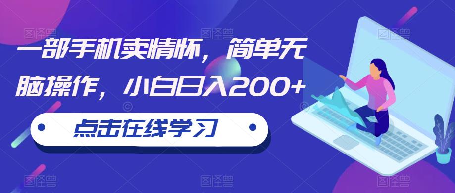 一部手机卖情怀，简单无脑操作，小白日入200+【揭秘】-网创资源吧