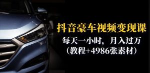 抖音豪车视频变现分享课：每天一小时，月入过万（教程+4986张素材）-网创资源吧