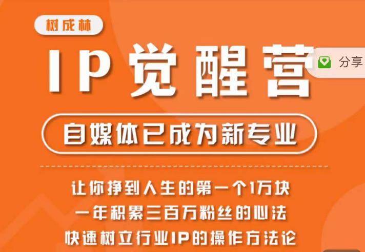 树成林·IP觉醒营，快速树立行业IP的操作方法论，让你赚到人生的第一个1万块-网创资源吧