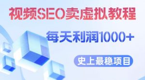 视频SEO出售虚拟产品每天稳定2-5单利润1000+史上最稳定私域变现项目【揭秘】-网创资源吧