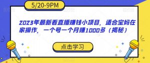 2023年最新看直播赚钱小项目,适合宝妈在家操作,一个号一个月赚1000多(揭秘)-网创资源吧