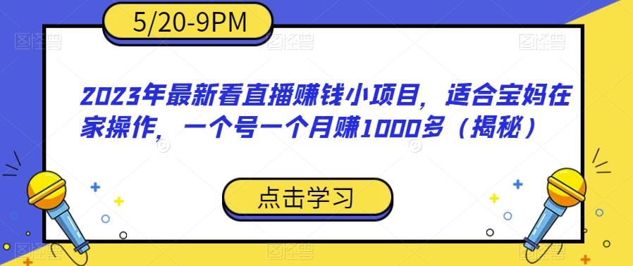 2023年最新看直播赚钱小项目，适合宝妈在家操作，一个号一个月赚1000多（揭秘）-网创资源吧