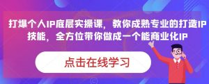蟹老板·打爆个人IP底层实操课,教你成熟专业的打造IP技能,全方位带你做成一个能商业化IP-网创资源吧