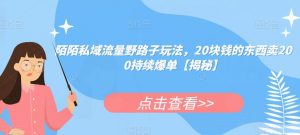 陌陌私域流量野路子玩法,20块钱的东西卖200持续爆单【揭秘】-网创资源吧