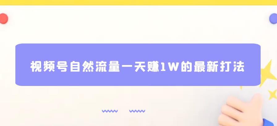 视频号自然流量一天赚1W的最新打法，基本0投资【揭秘】-网创资源吧