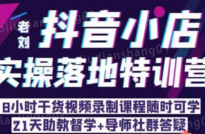 老刘·抖店商品卡流量，​抖音小店实操落地特训营，8小时干货视频录制课程随时可学-网创资源吧