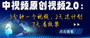 中视频原创视频2.0:3分钟一个视频,2天过计划,7天看效果【揭秘】-网创资源吧