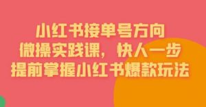 接单号方向·小红书微操实践课,快人一步,提前掌握小红书爆款玩法-网创资源吧