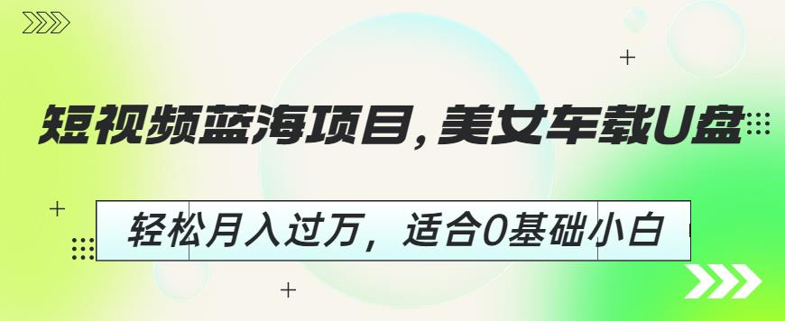 短视频蓝海项目，美女车载U盘，轻松月入过万，适合0基础小白【揭秘】-网创资源吧