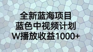 全新蓝海项目,蓝色中视频计划,1W播放量1000+【揭秘】-网创资源吧