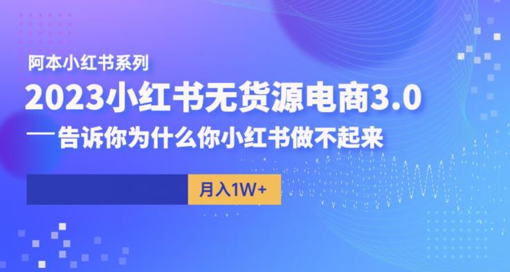 阿本小红书无货源电商3.0，告诉你为什么你小红书做不起来-网创资源吧