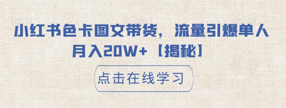 小红书色卡图文带货，流量引爆单人月入20W+【揭秘】-网创资源吧
