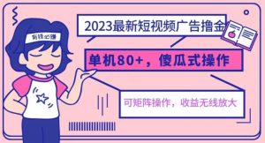 2023最新玩法短视频广告撸金,亲测单机收益80+,可矩阵,傻瓜式操作,小白可上手【揭秘】-网创资源吧