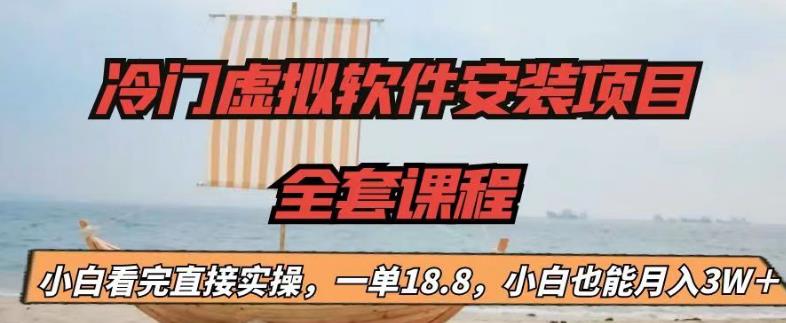 冷门虚拟软件安装项目，一单18.8，小白也能月入3W＋【揭秘】-网创资源吧