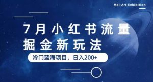 7月小红书流量掘金最新玩法,冷门蓝海小项目,日入200+【揭秘】-网创资源吧
