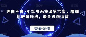 绅白不白·小红书无货源第六版，精细化进阶玩法，最全思路运营-网创资源吧