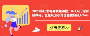 2023小红书电商视频课程，0-1入门保姆级教程，全盘玩法小白也能做到月入2w+-网创资源吧