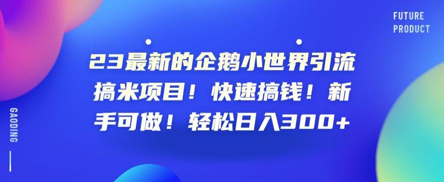 23最新的企鹅小世界引流搞米项目！快速搞钱！新手可做！轻松日入300+【揭秘】-网创资源吧