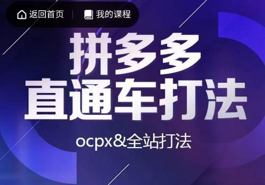 互力·拼多多直通车打法，ocpx&全站打法-网创资源吧