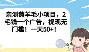 亲测薅羊毛小项目,2毛钱一个广告,提现无门槛!一天50+【揭秘】-网创资源吧