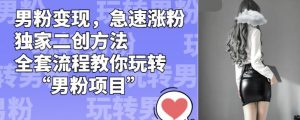 男粉变现，急速涨粉独家二创方法，全套流程教你玩转“男粉项目”【揭秘】-网创资源吧