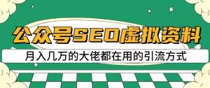 公众号SEO虚拟资料,操作简单,日入500+,可批量操作【揭秘】-网创资源吧
