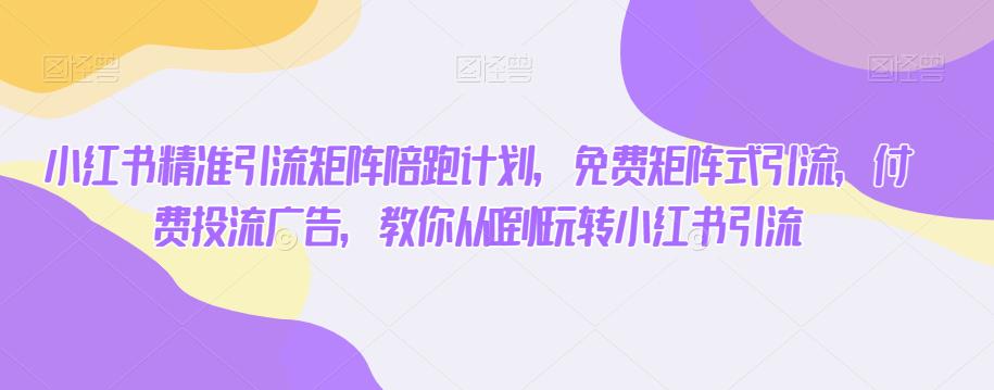 小红书精准引流矩阵陪跑计划，免费矩阵式引流，付费投流广告，教你从0到1玩转小红书引流-网创资源吧
